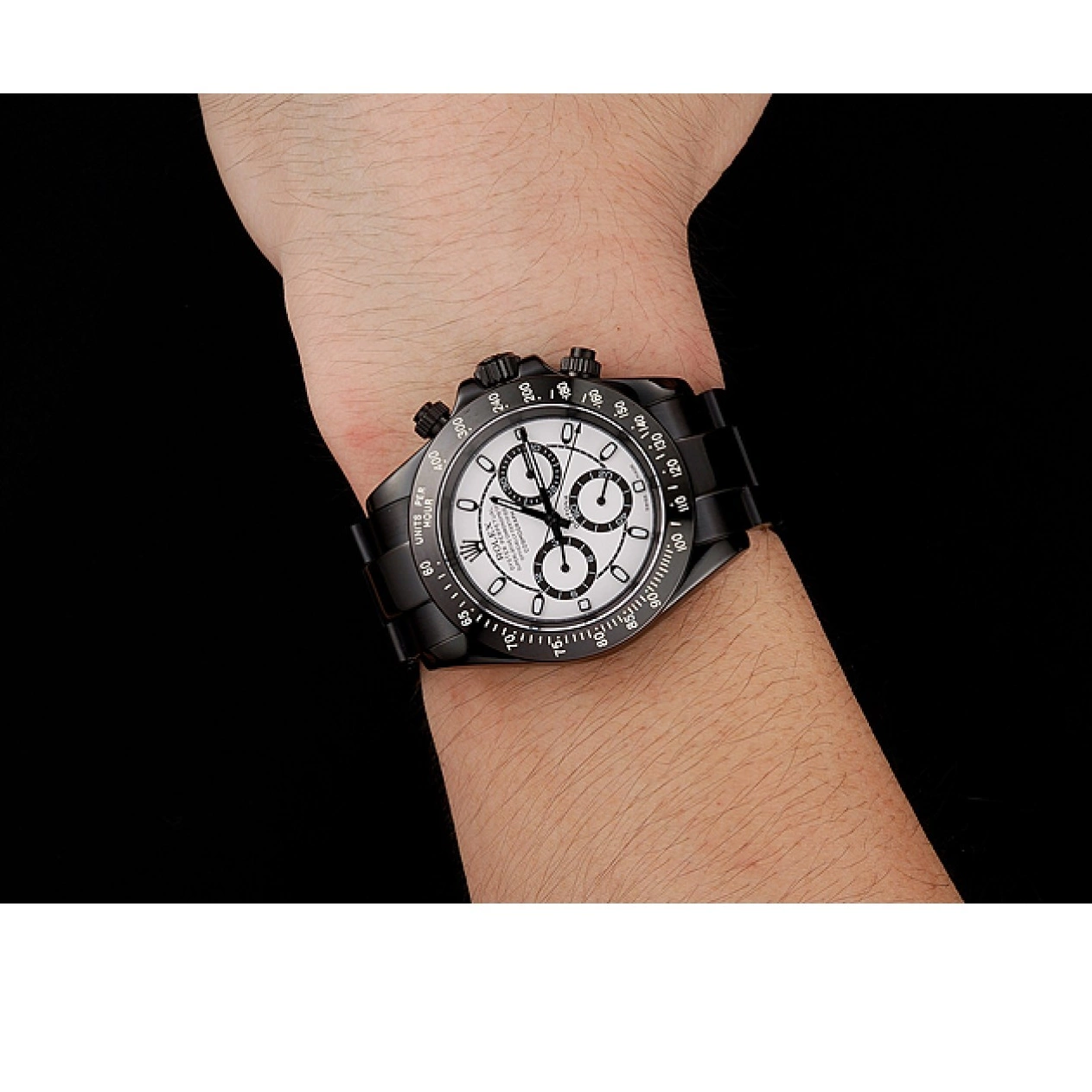 Aaa replica watch Dial Staineless Steel Daytona Bracelet Rolex Midnight Black White 1454021 0612